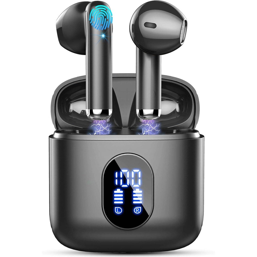 Rinsmola MD053 True Wireless Earbuds w/ Black Digital Display Charging Case